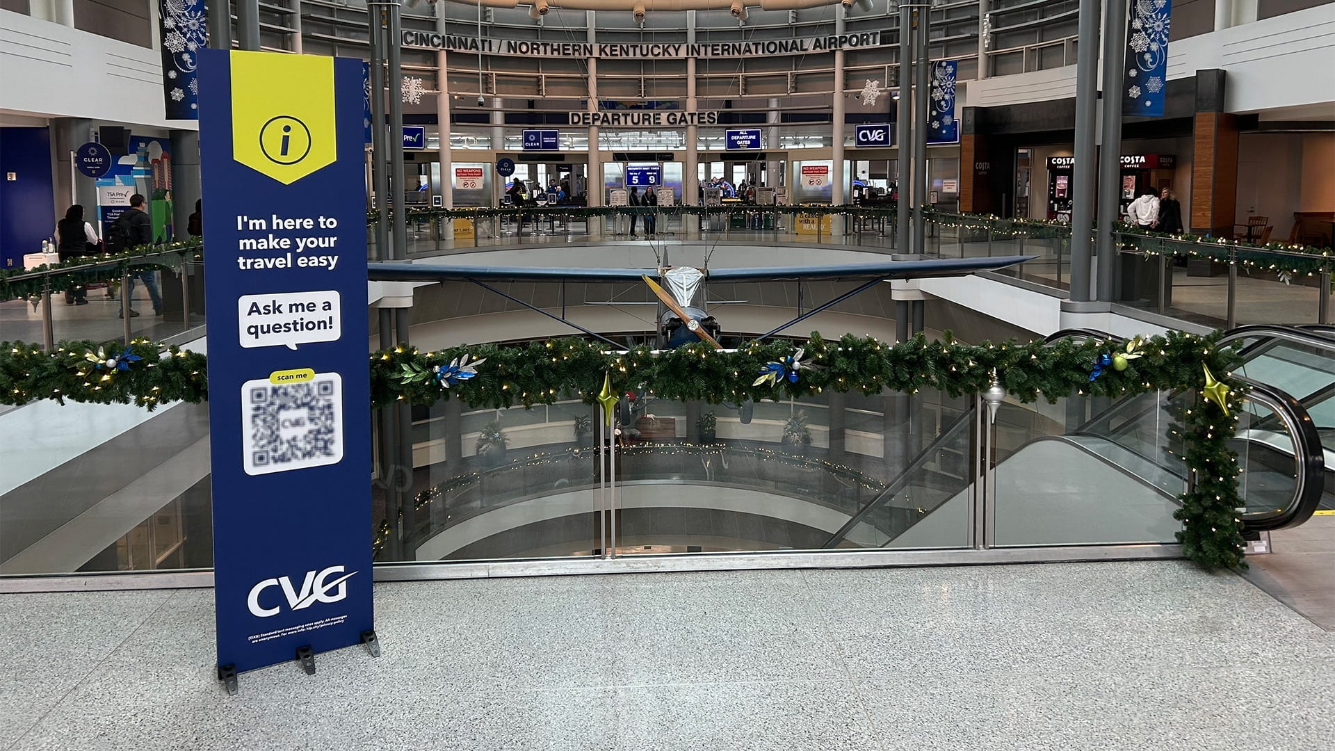 Interactive signage in terminal at CVG Airport 