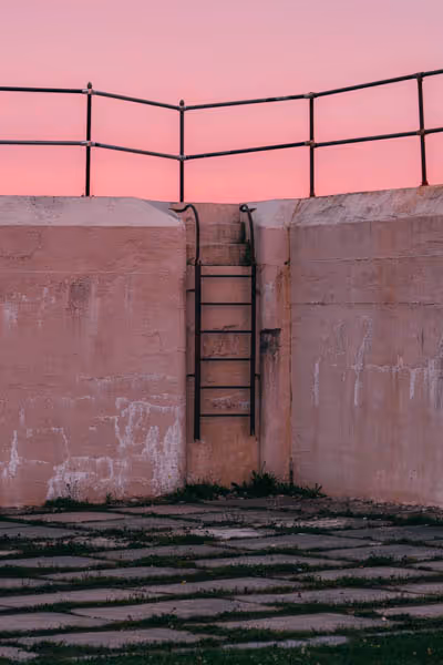 ladder at pink sunset thumbnail