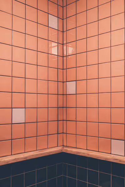 orange tile in a bathroom