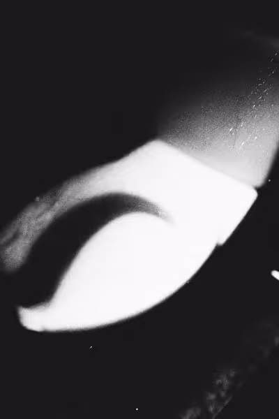a ghostly black and white toilet