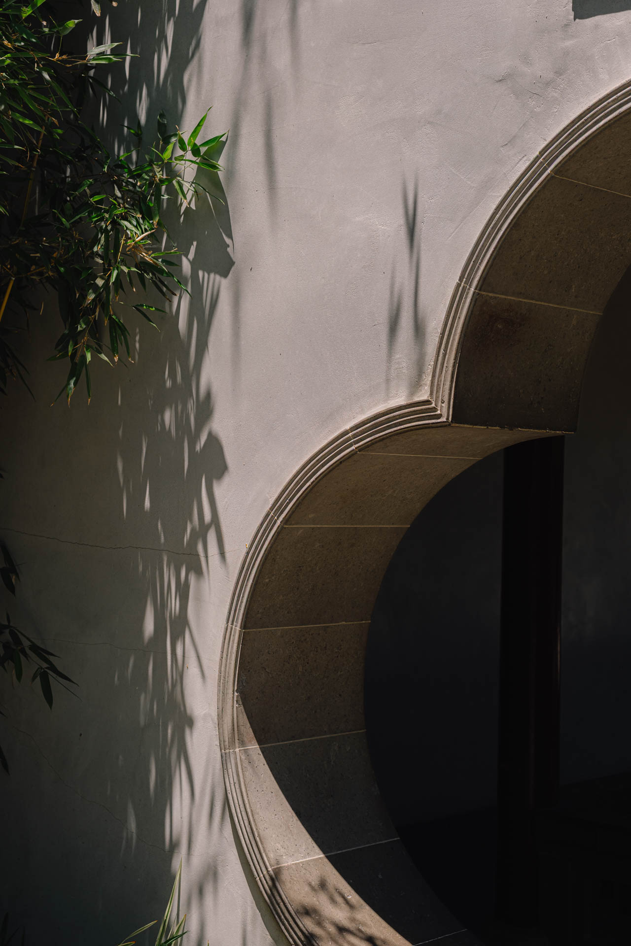 the cement entrance to the Chinese garden at the Huntington museum