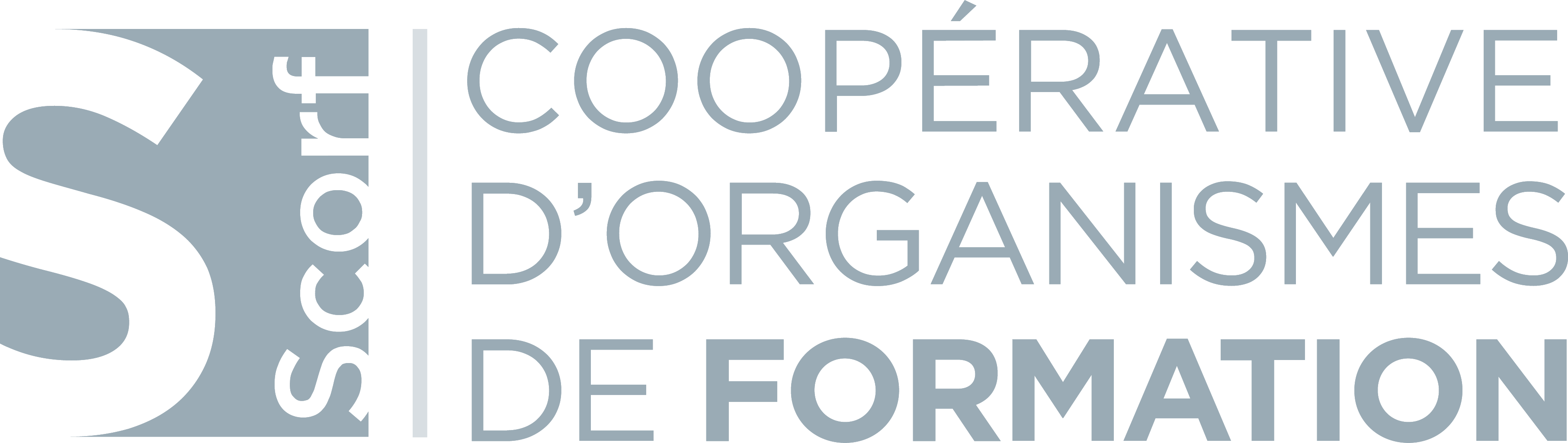 Logo SCaRF avec texte COOPÉRATIVE D’ORGANISMES DE FORMATION en gris clair.