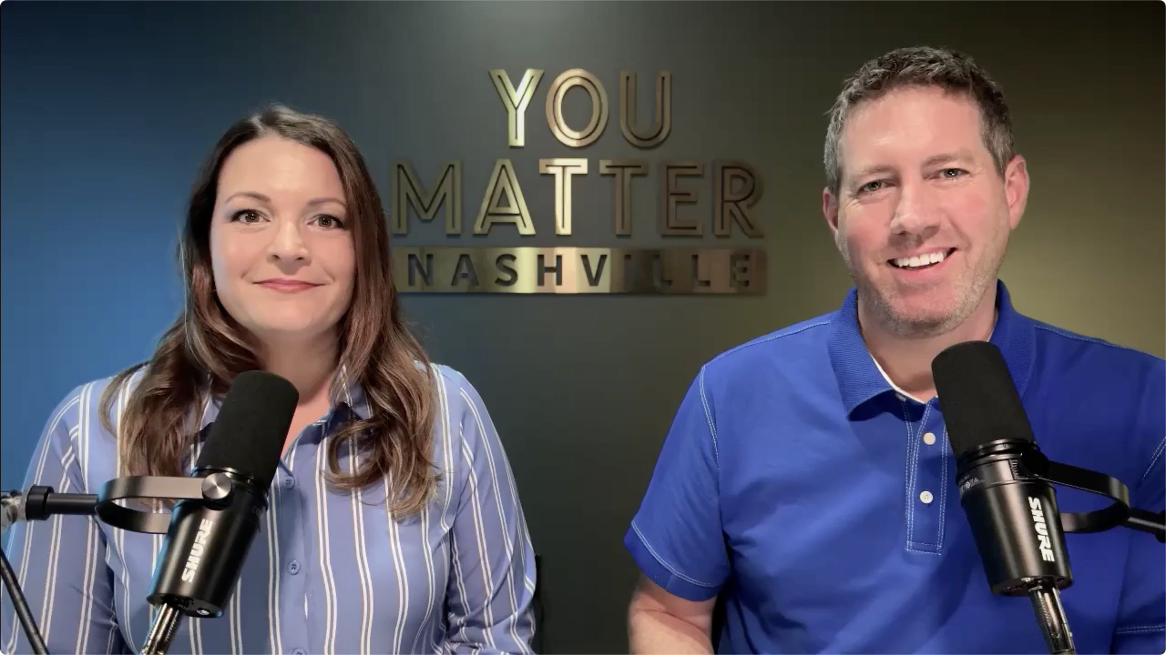 Mindy and Jason Hoover recording the You Matter Nashville podcast