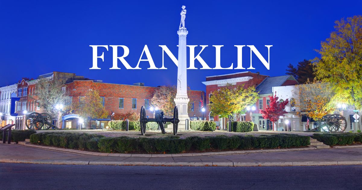 Traffic roundabout in Westhaven Franklin Tennessee, a master-planned community where resale homes compete with active new construction