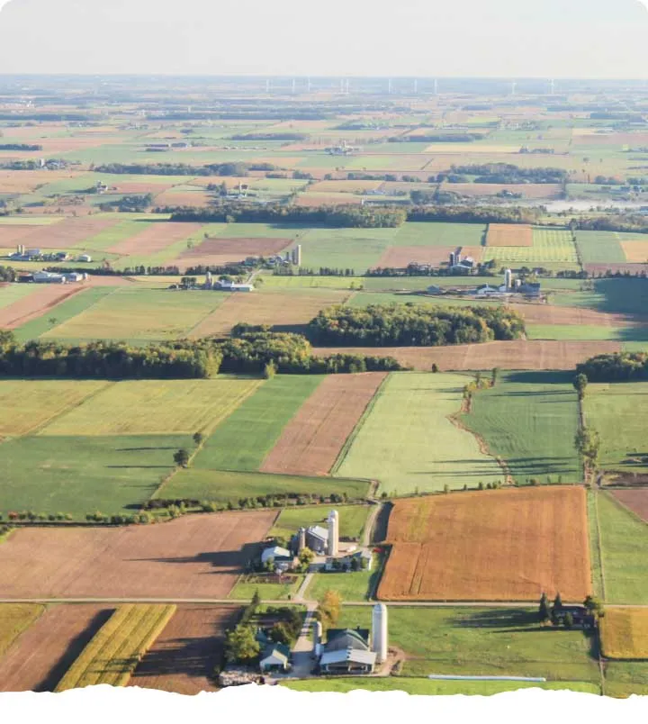 aerial view of farm land