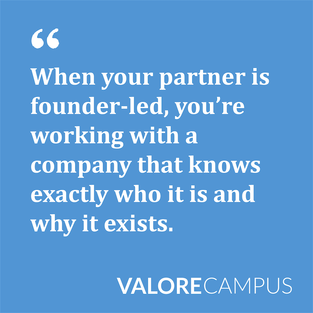An image that says, "When your partner is founder-led, you're working with a company that knows exactly who it is and why it exists." 