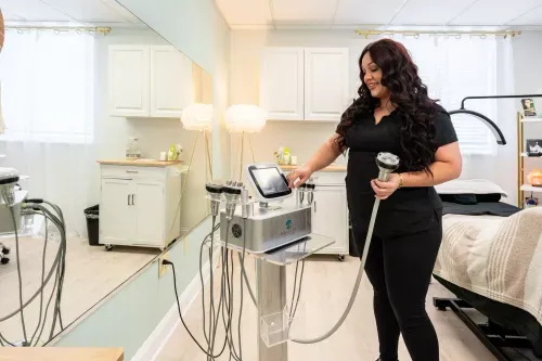 Truly You practitioner prepping the body contouring suite.