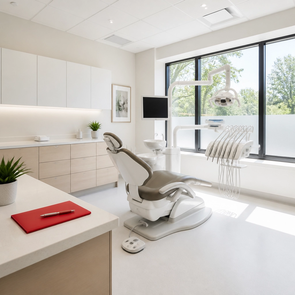 Empty high-end dental operatory representing vacant capacity
