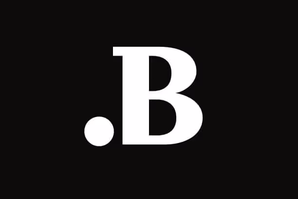 .B logo on a black background.