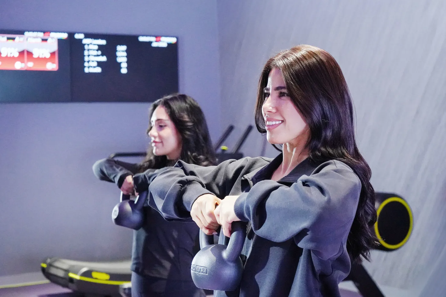 happy woman training