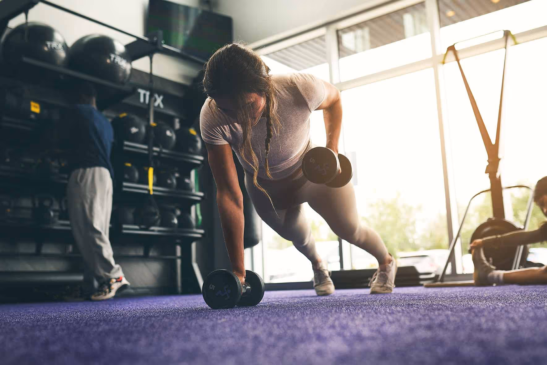 blurred woman evaluating a person strength