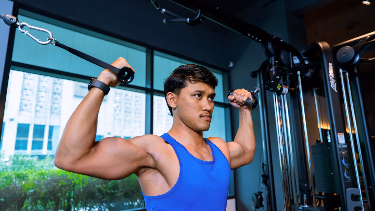 Man training with dumbells