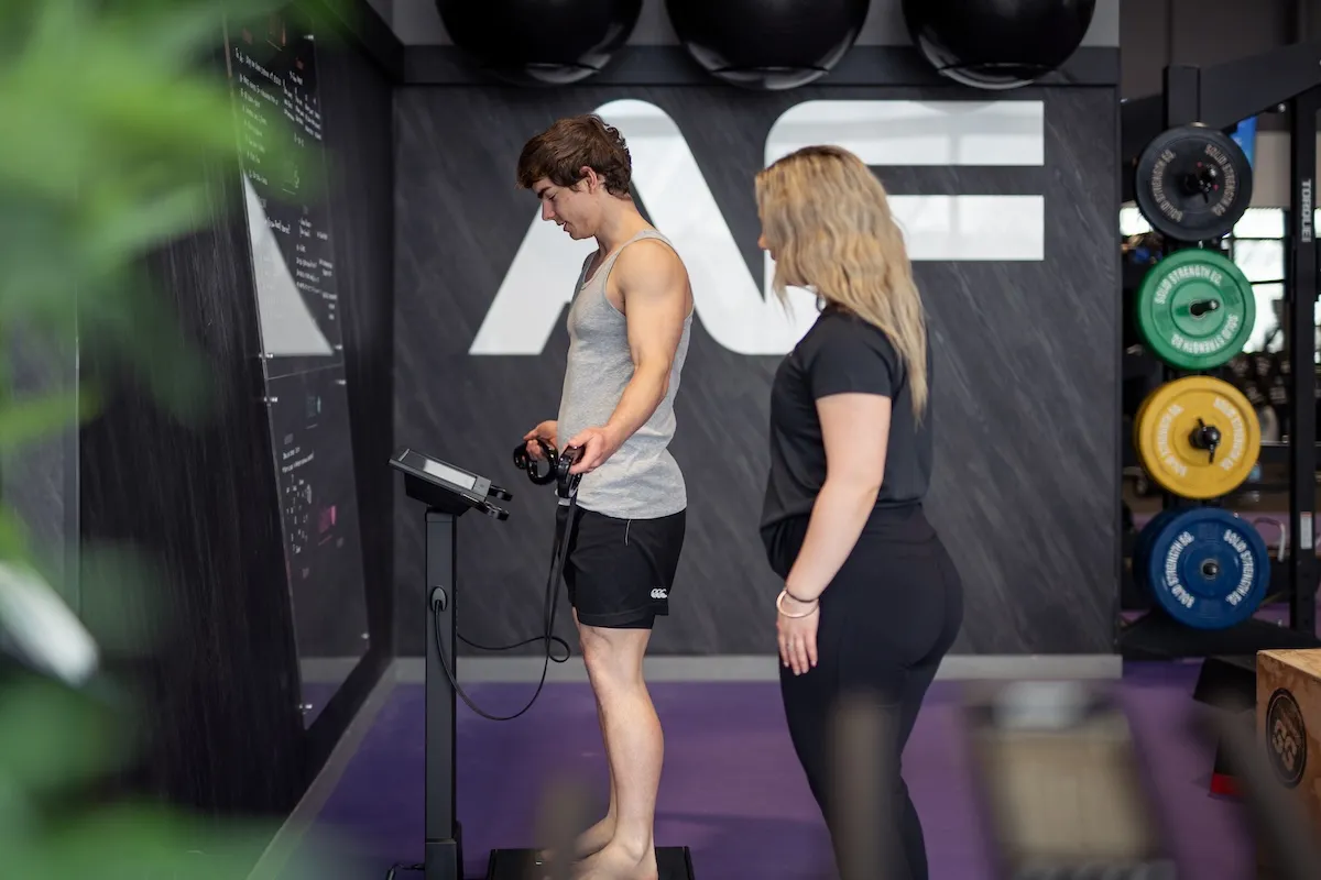 blurred woman evaluating a person strength