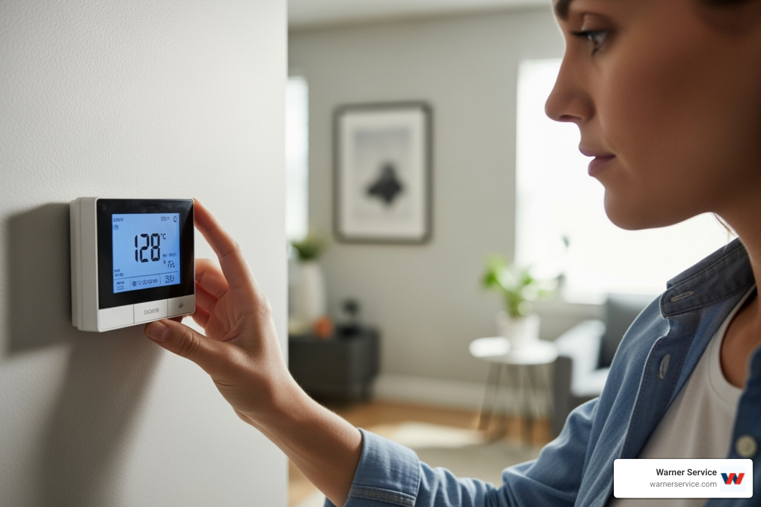 Image of a homeowner checking a thermostat - AC not cooling
