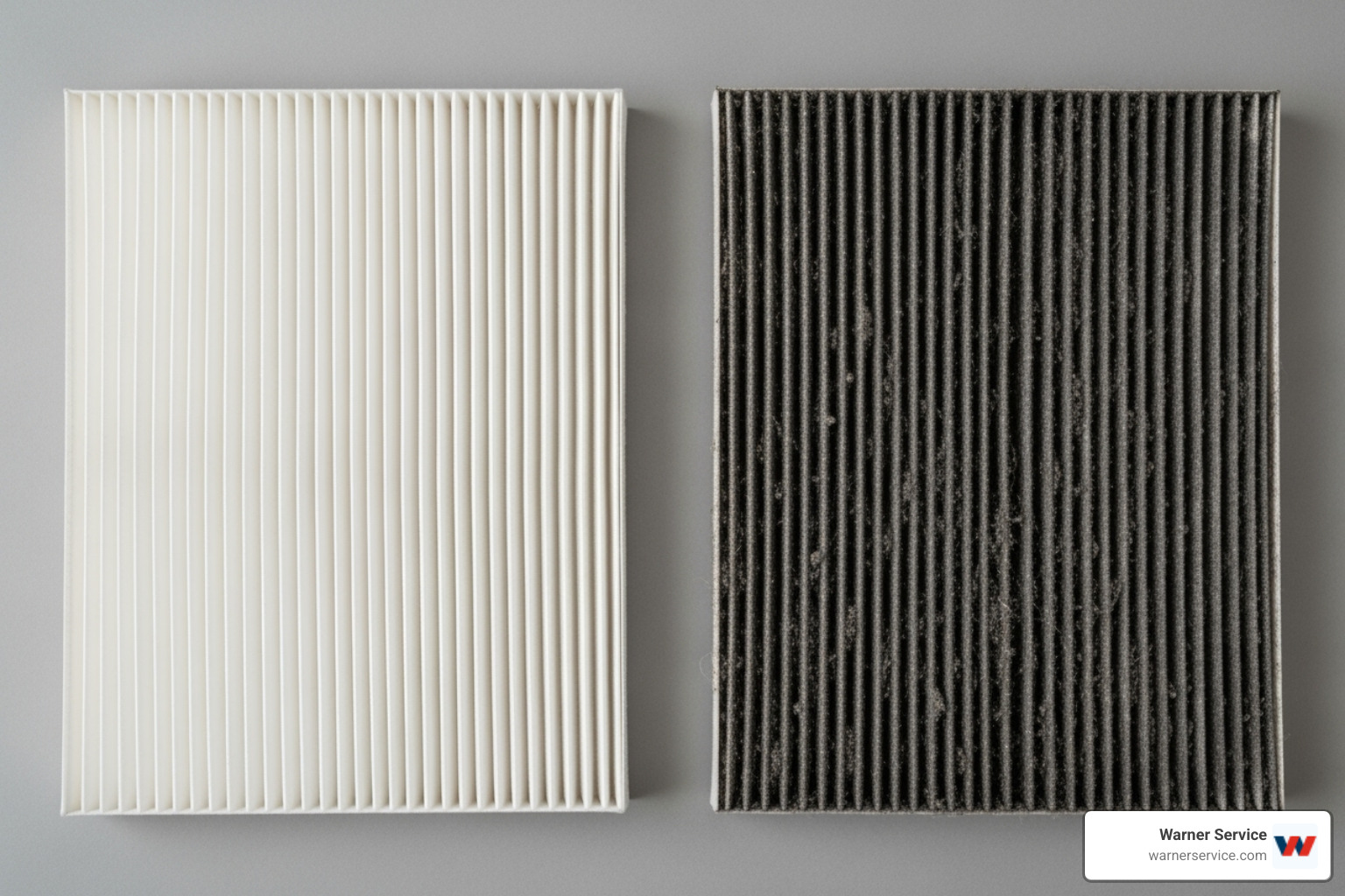 Image comparing a clean air filter to a dirty one - AC not cooling