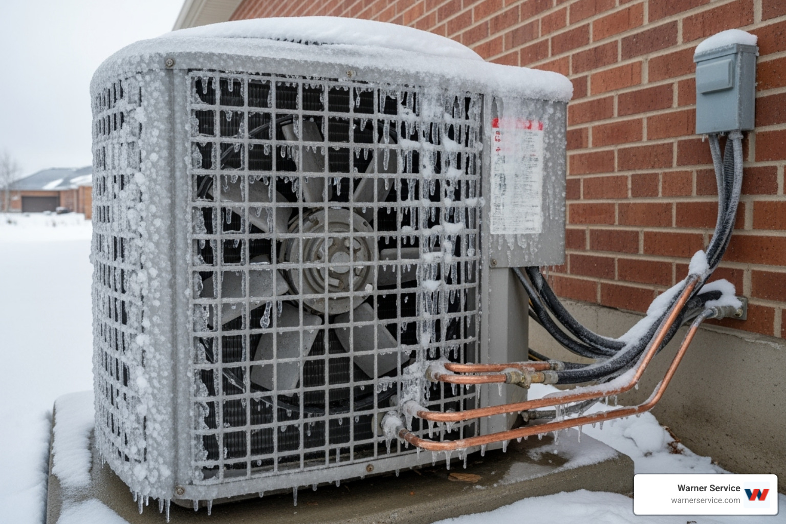 iced-over outdoor AC unit - emergency ac repair service in frederick md