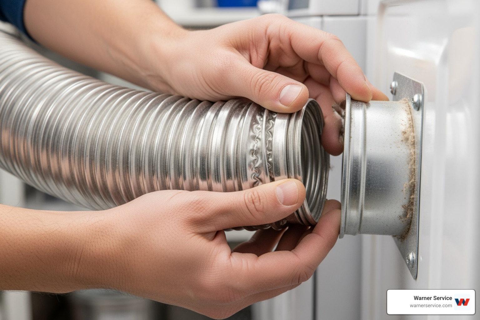 person disconnecting dryer vent hose - clean dryer vent