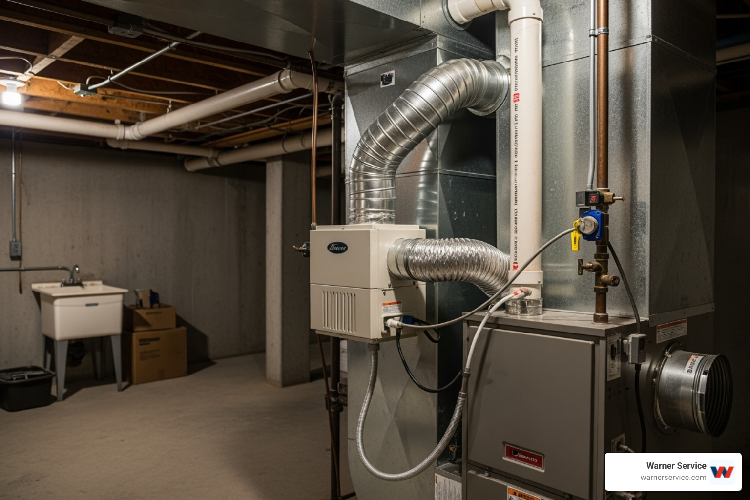 Bypass humidifier connected to furnace ductwork - furnace humidity control