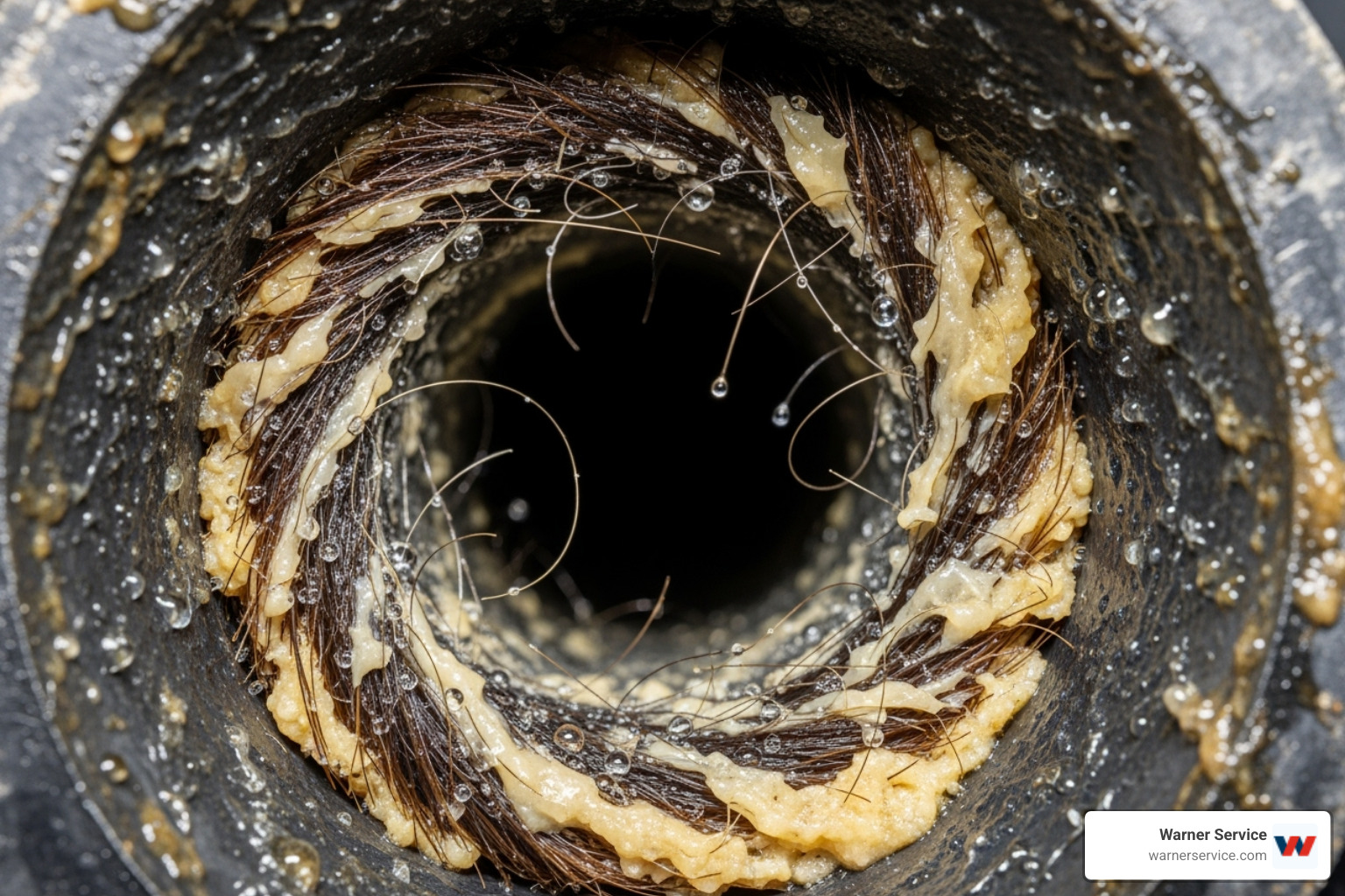 Image showing a cross-section of a pipe clogged with grease and hair - Drain cleaning Frederick