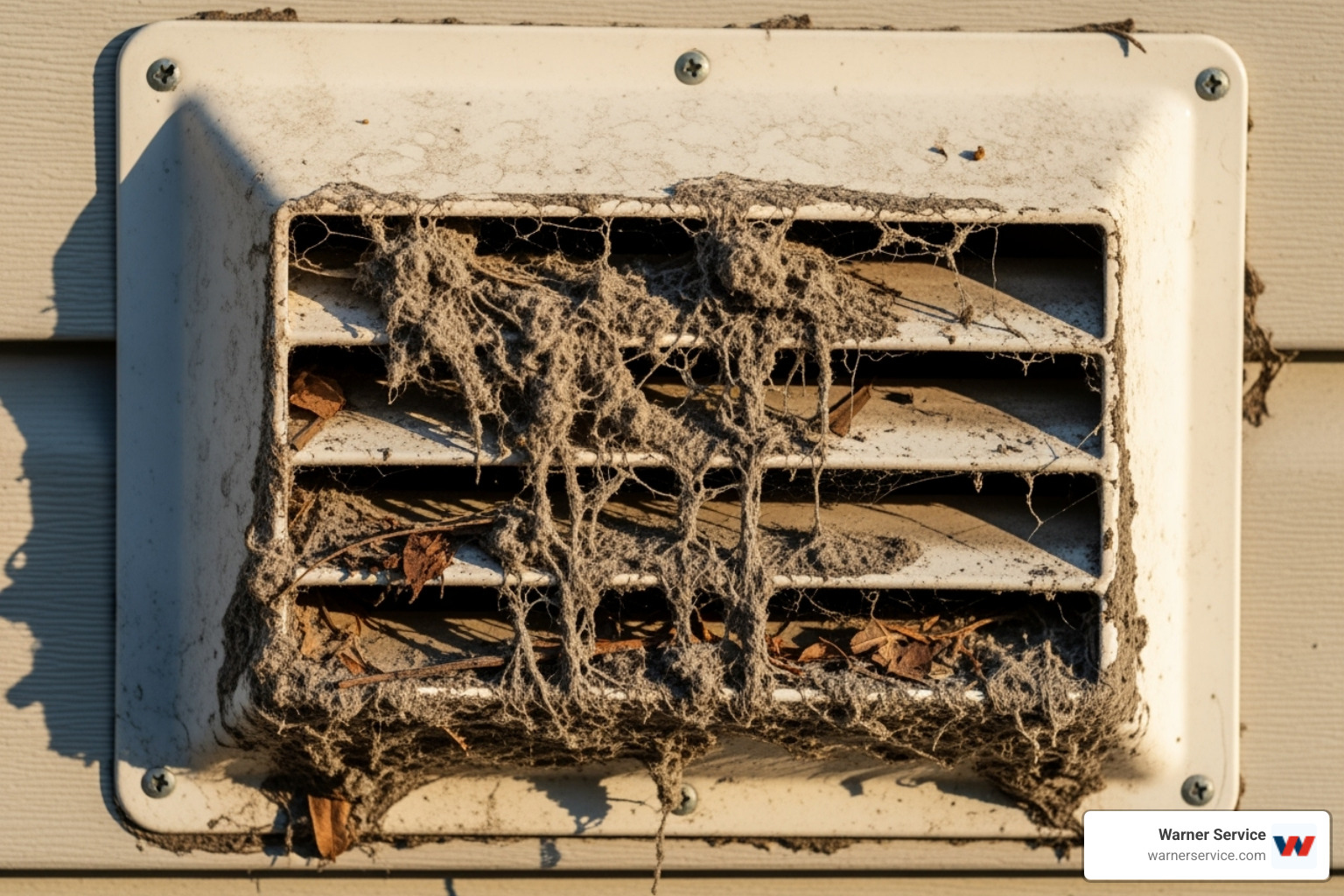 A clogged exterior dryer vent cover with lint - dryer vent cleaning frederick md