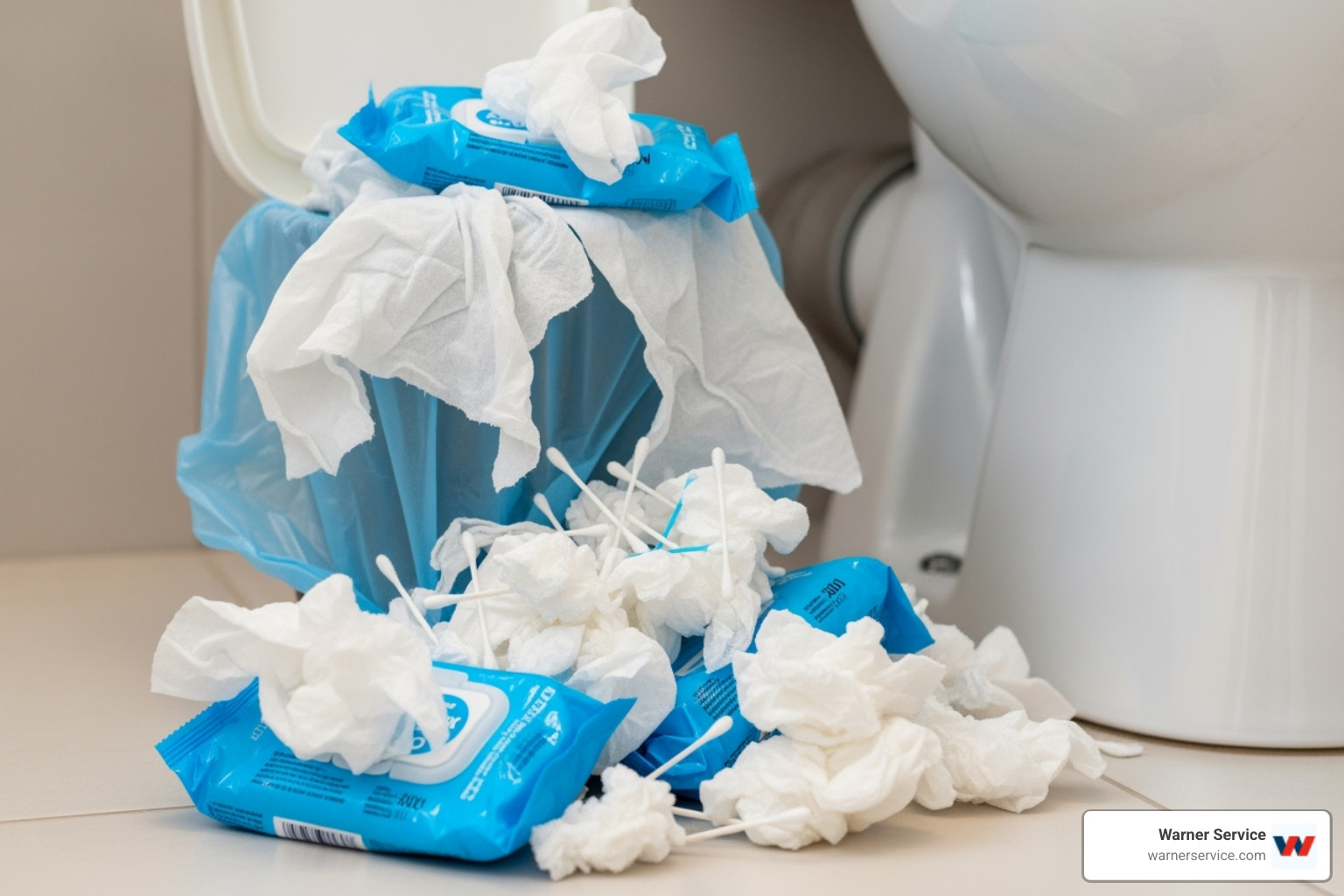 items that should not be flushed down a toilet (wipes, paper towels) - main sewer line repair frederick md