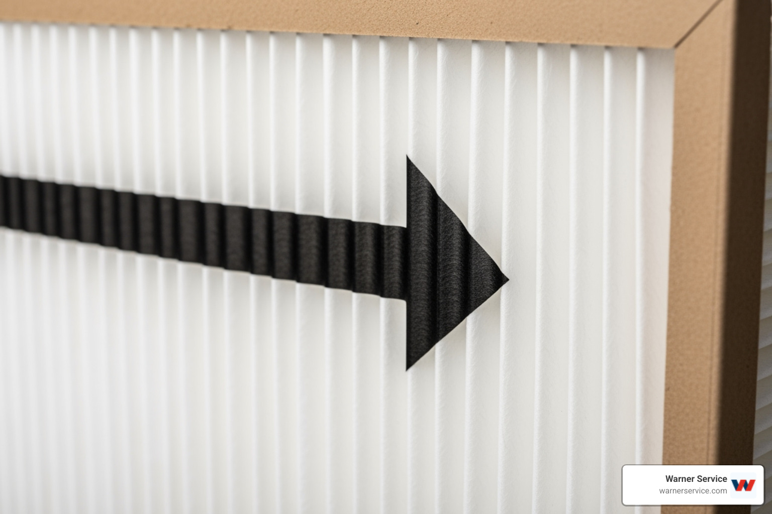 An arrow on the side of a furnace filter indicating the correct airflow direction - furnace filter replacement frederick md