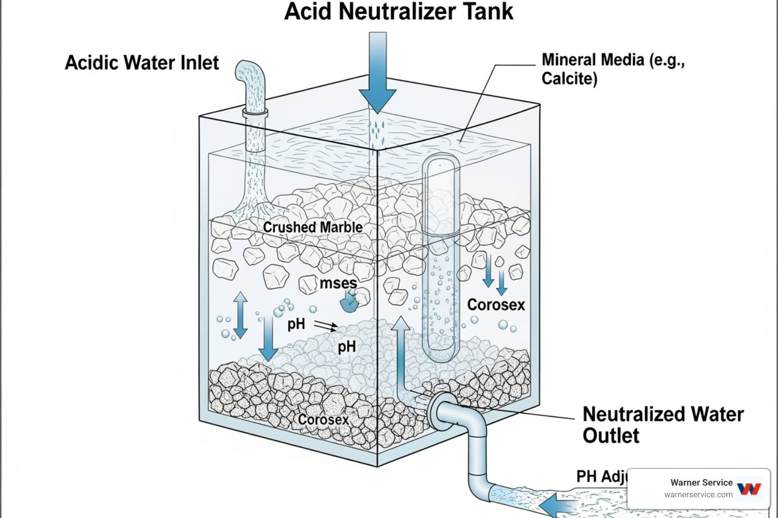 diagram showing how an acid neutralizer system works - acid neutralizer frederick md