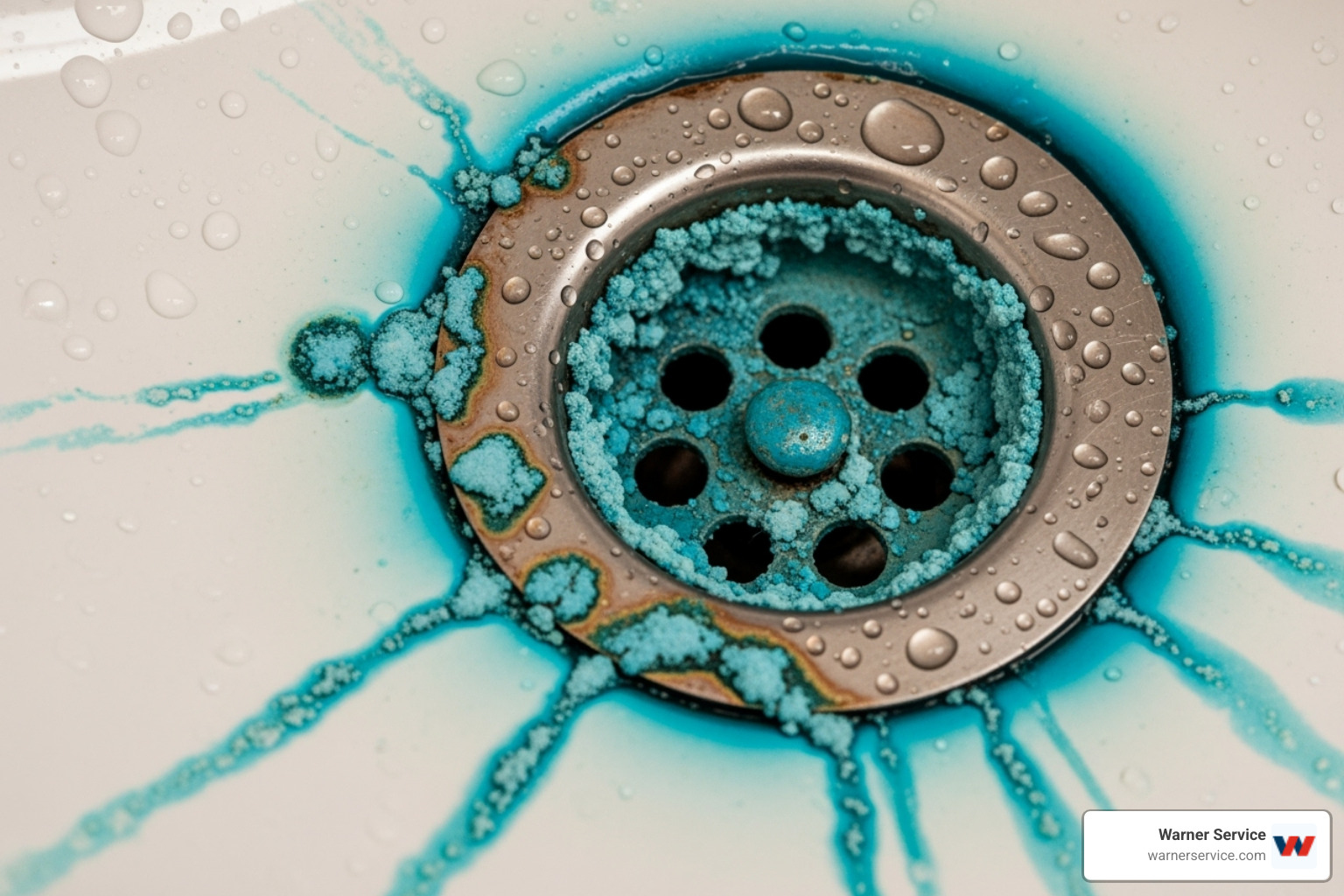 Blue-green stains around a sink drain - acid neutralizer frederick md