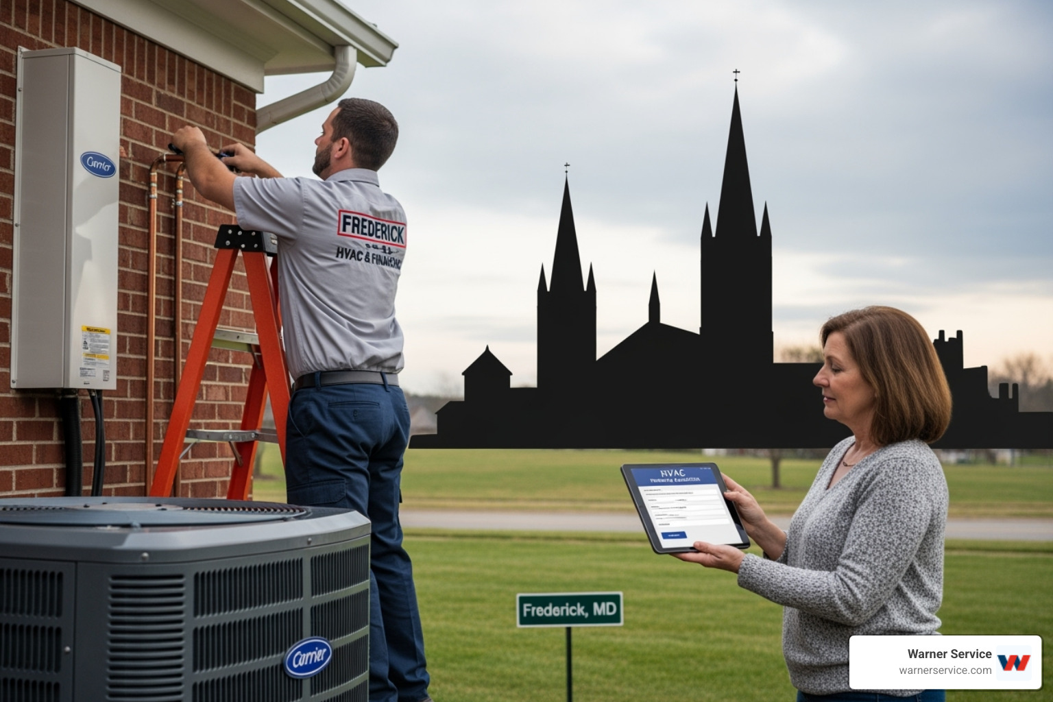 Warner Service logo with "Financing Available" graphic - hvac installation financing frederick md