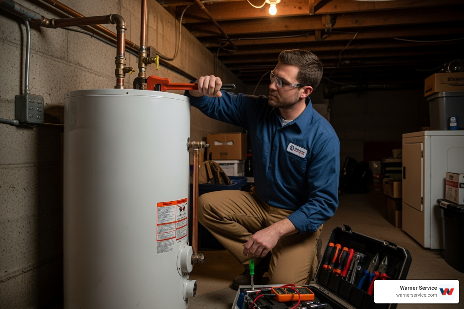technician performing maintenance on a water heater - best water heater frederick md