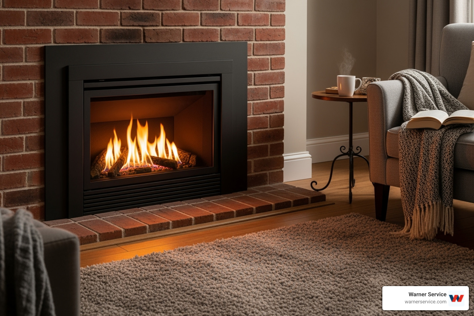 gas insert seamlessly fitted into a traditional brick fireplace - gas fireplace installation frederick md