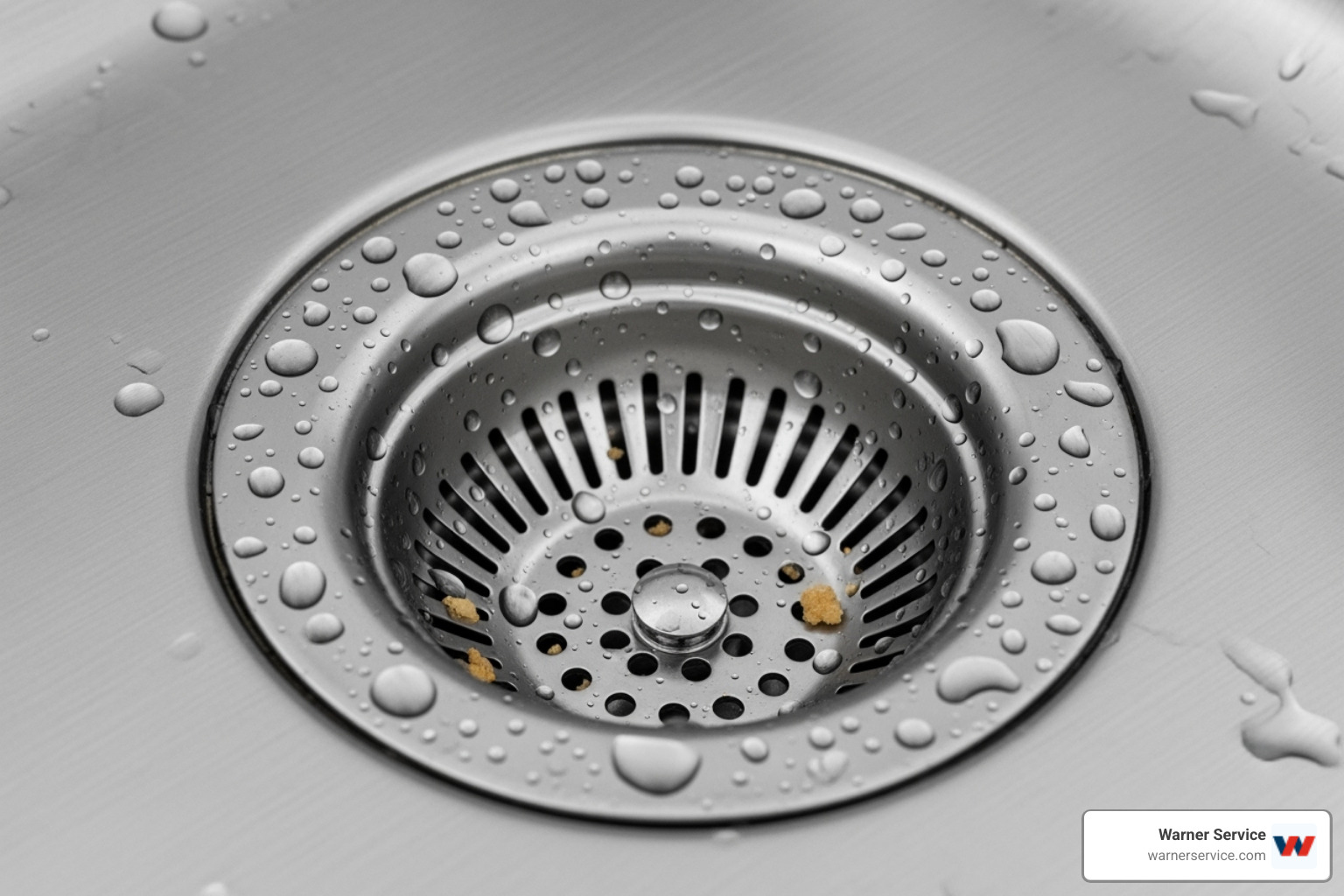 metal drain strainer in a kitchen sink - drain cleaning company frederick md