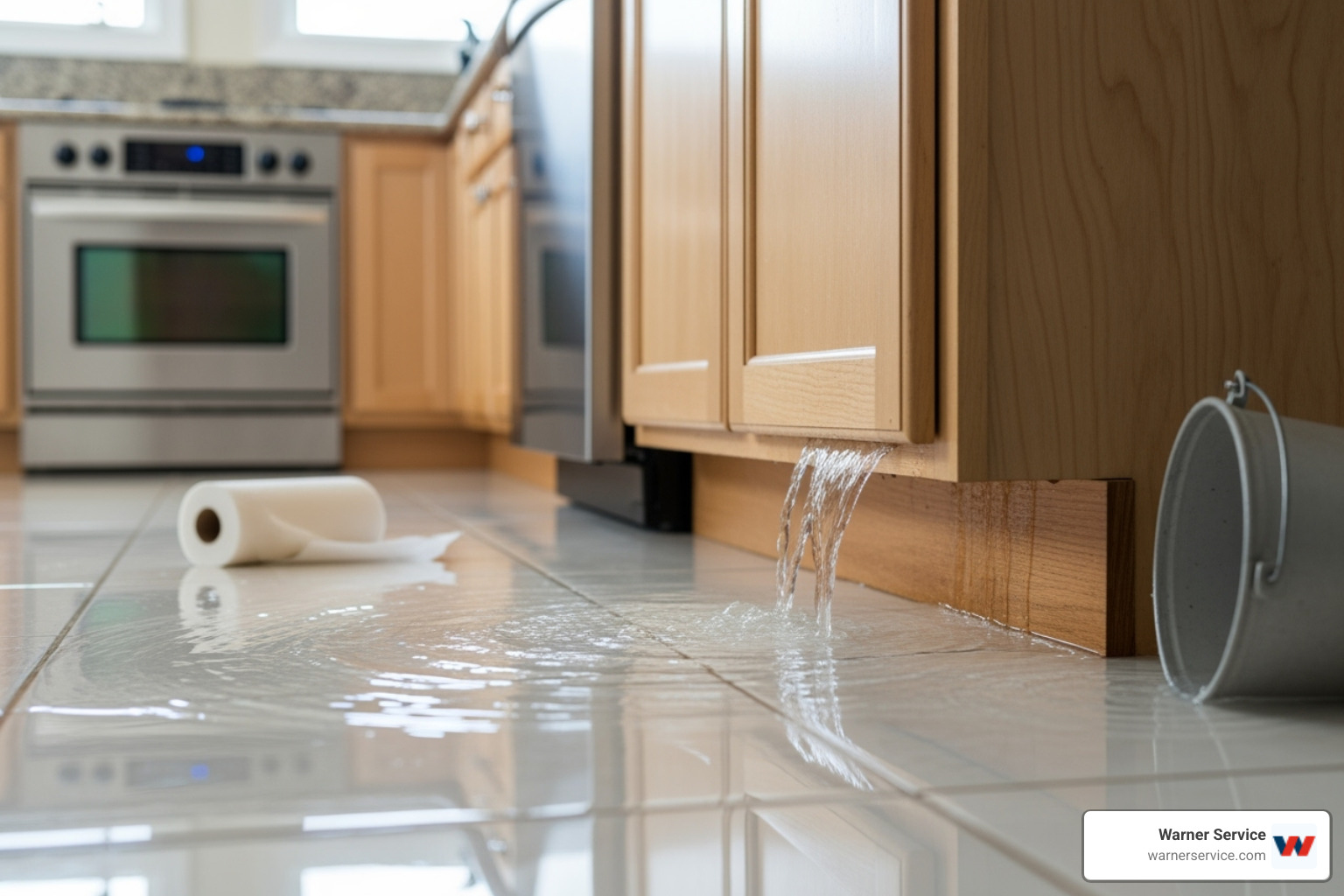 water leaking from under a kitchen sink cabinet - garbage disposal repair frederick md