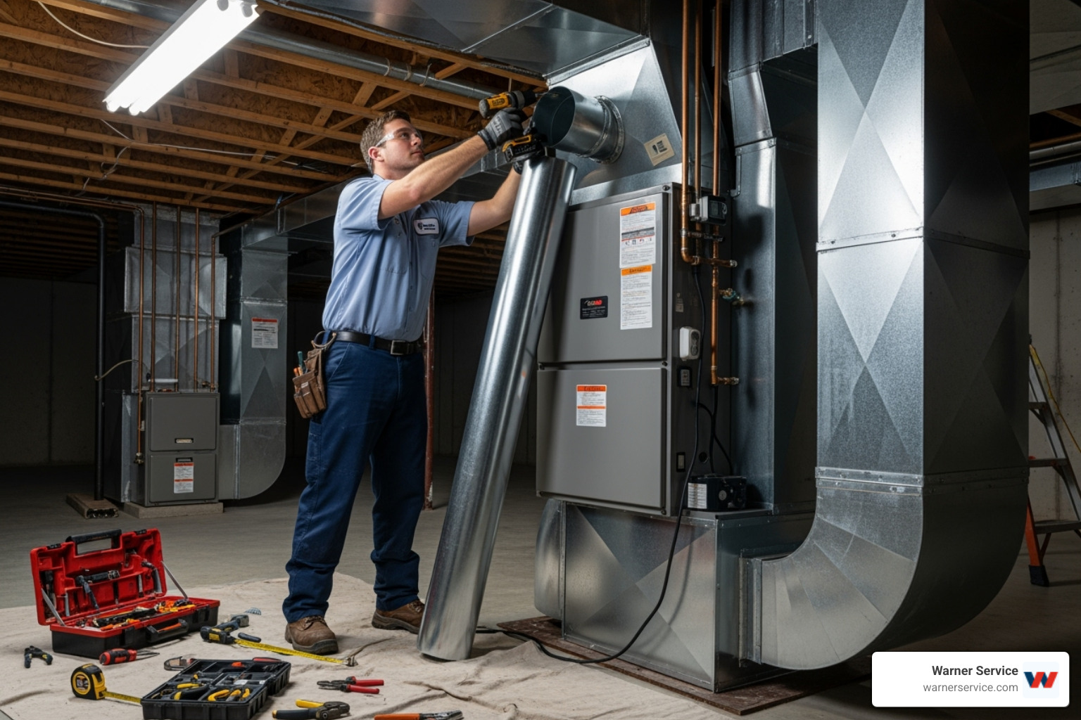 professional technician installing a new indoor air handler - hvac replacement hagerstown md