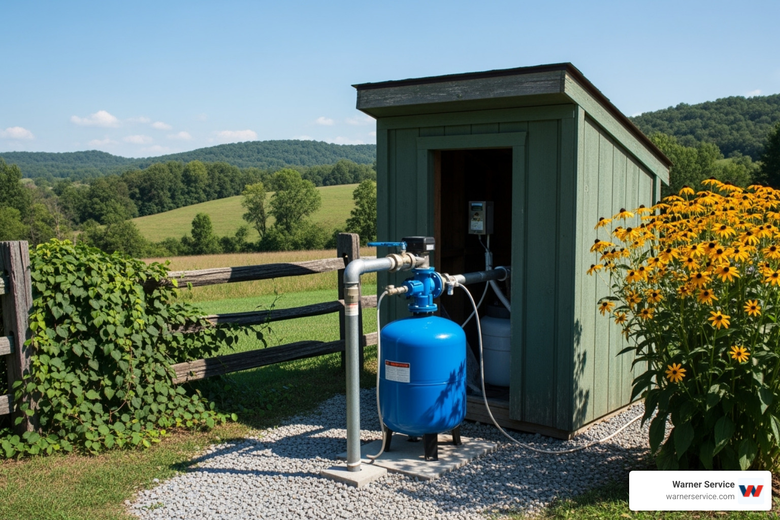 residential well pump system in a rural Frederick County setting - drinking water system frederick md