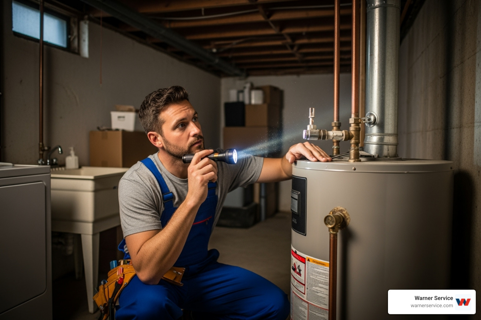 plumber inspecting a water heater - licensed plumbing contractor in middletown md