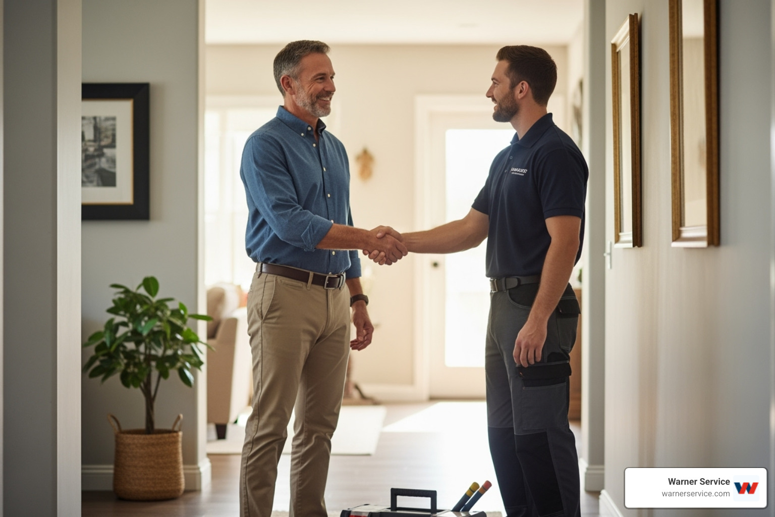 homeowner shaking hands with plumber - plumbing repair frederick md