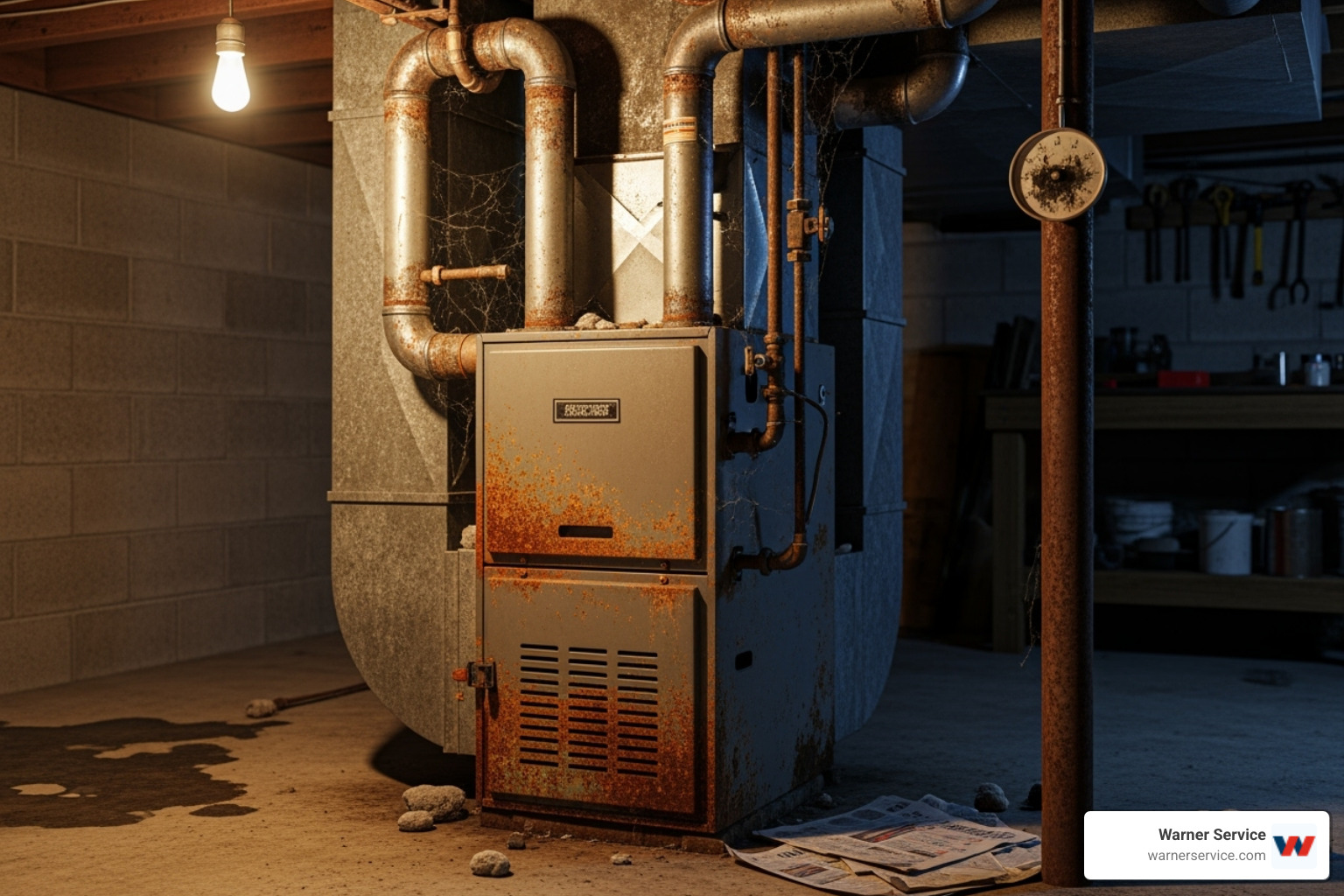 old rusty furnace - residential heating installation in urbana md