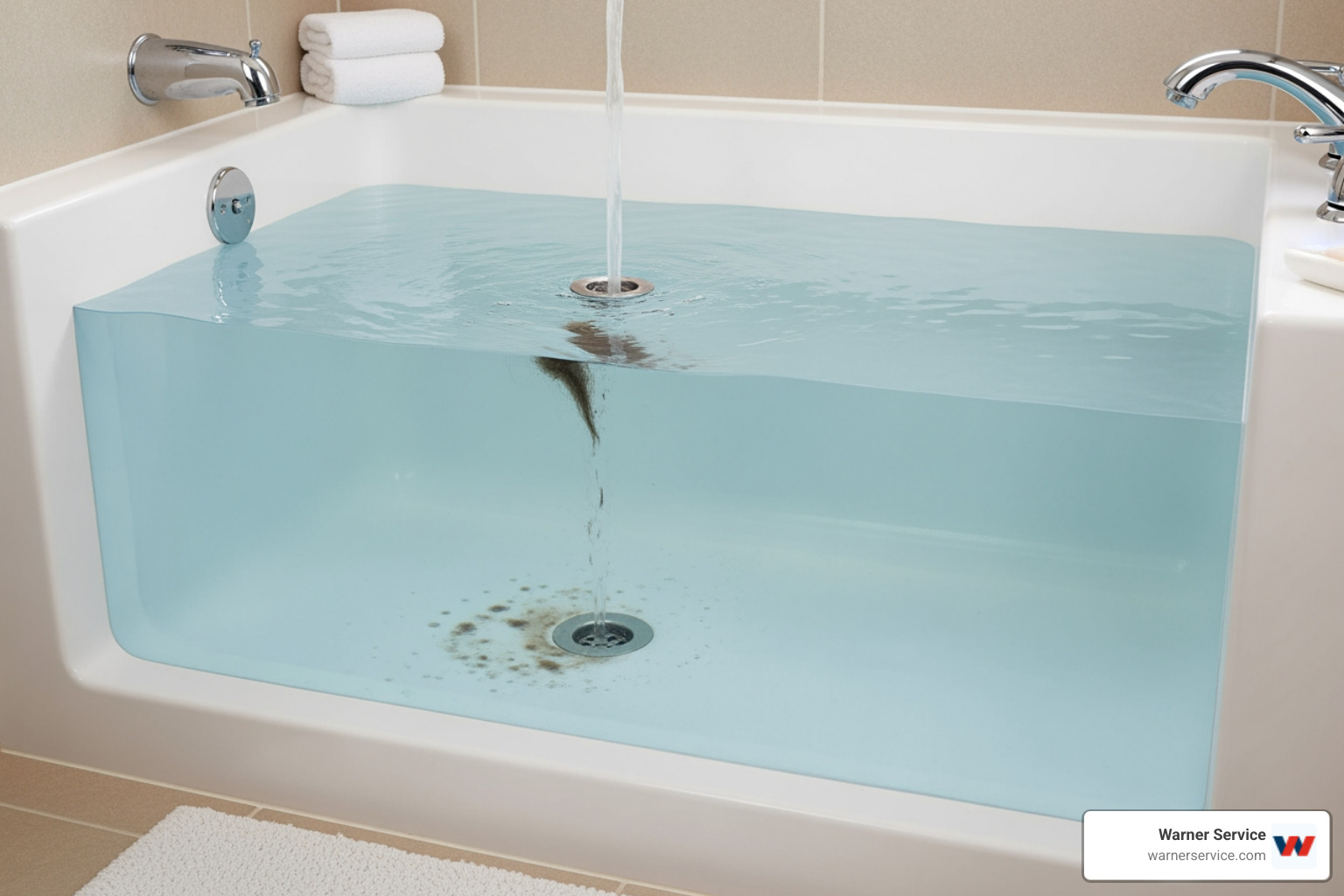 Slow-draining bathtub with standing water - affordable drain cleaning service in emmitsburg md