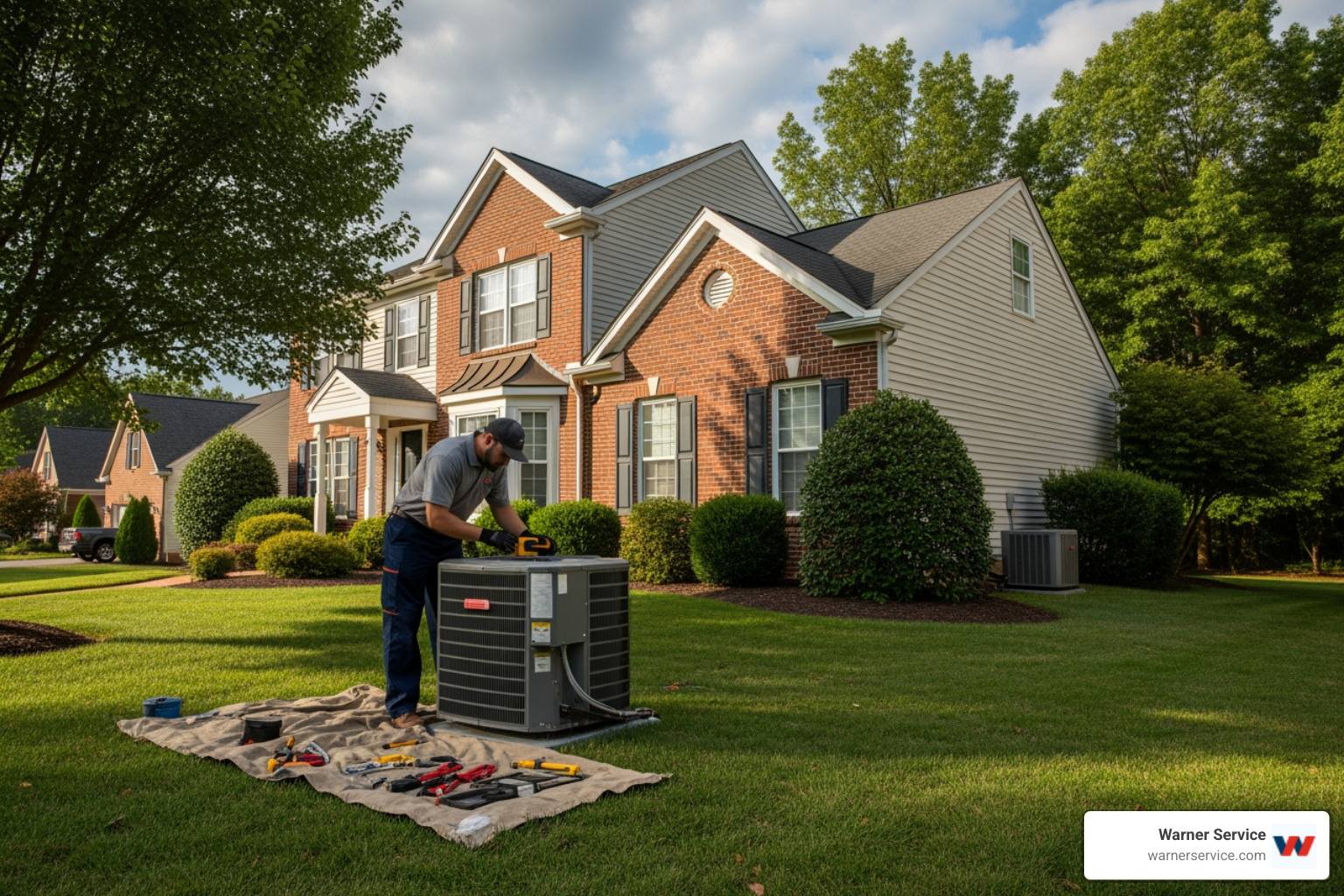 infographic showing 5 common AC warning signs including warm air from vents, weak airflow, unusual noises, frequent cycling, and water leaks around the unit - ac repair in frederick md