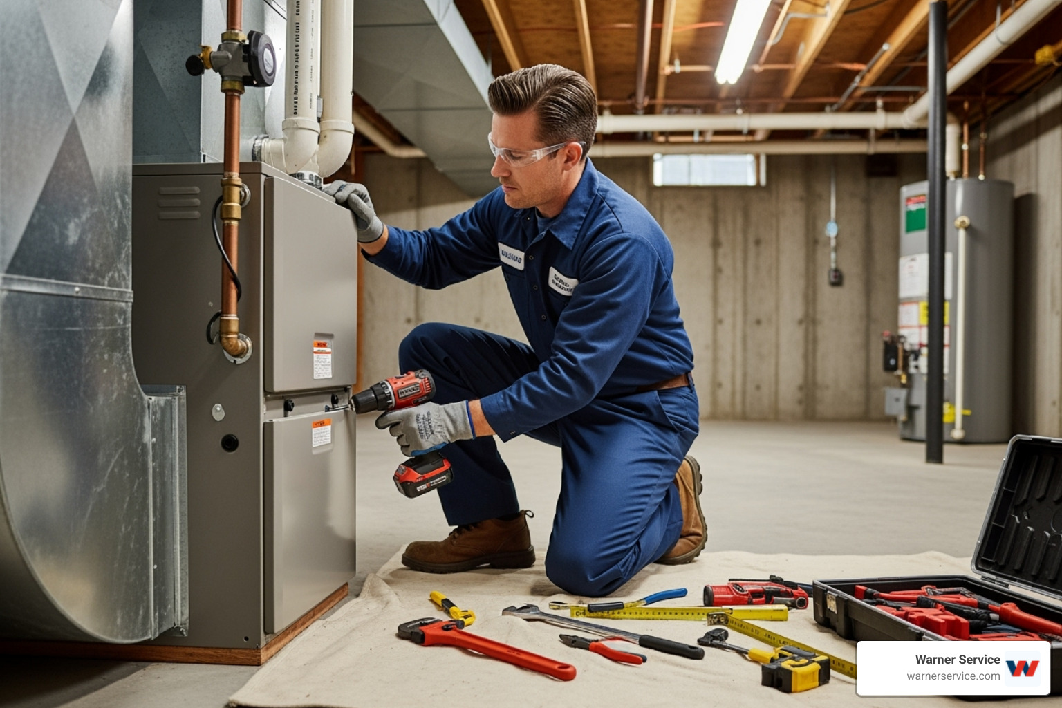 certified technician installing a furnace - furnace replacement New Market