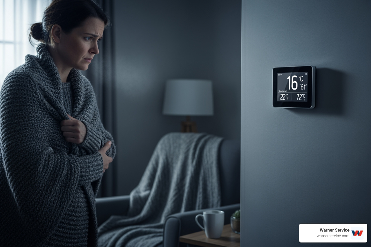 Infographic showing the 5 key warning signs your heating system needs repair: 1) Strange noises from vents or equipment, 2) Uneven temperatures between rooms, 3) Sudden spike in energy bills, 4) Yellow pilot light or gas smell, 5) System cycles on and off frequently - heating repair in frederick md