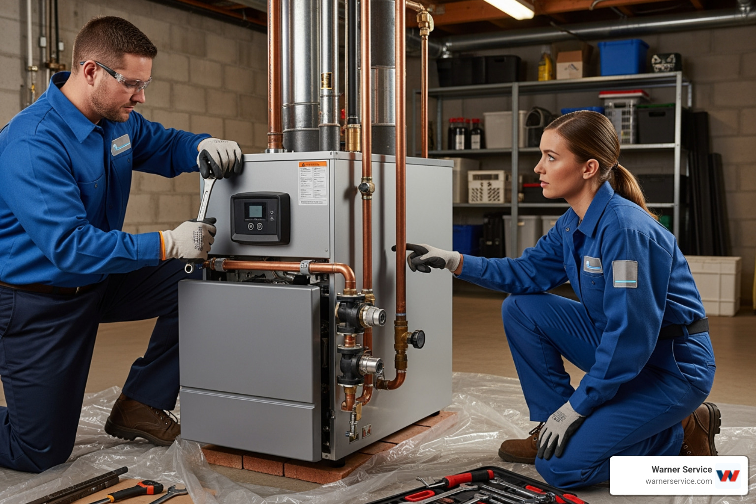 infographic showing benefits of local boiler installation including consistent heat, 20-30 year lifespan, 90%+ efficiency ratings, reduced allergens, and quiet operation compared to forced air systems - local boiler installation in new market, md