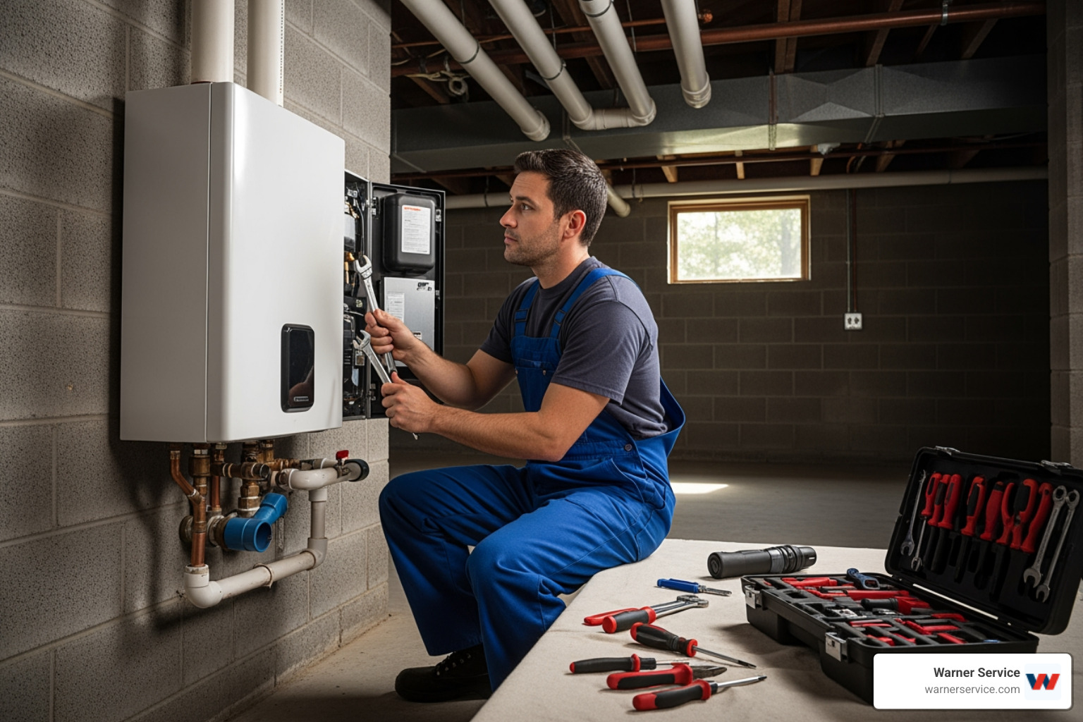 Infographic explaining how a tankless water heater works - tankless water heater repair in frederick md