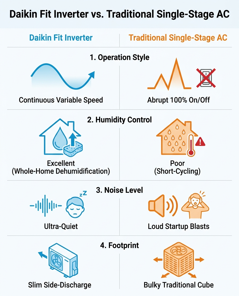 Daikin Fit Inverter vs. Traditional Single-Stage AC