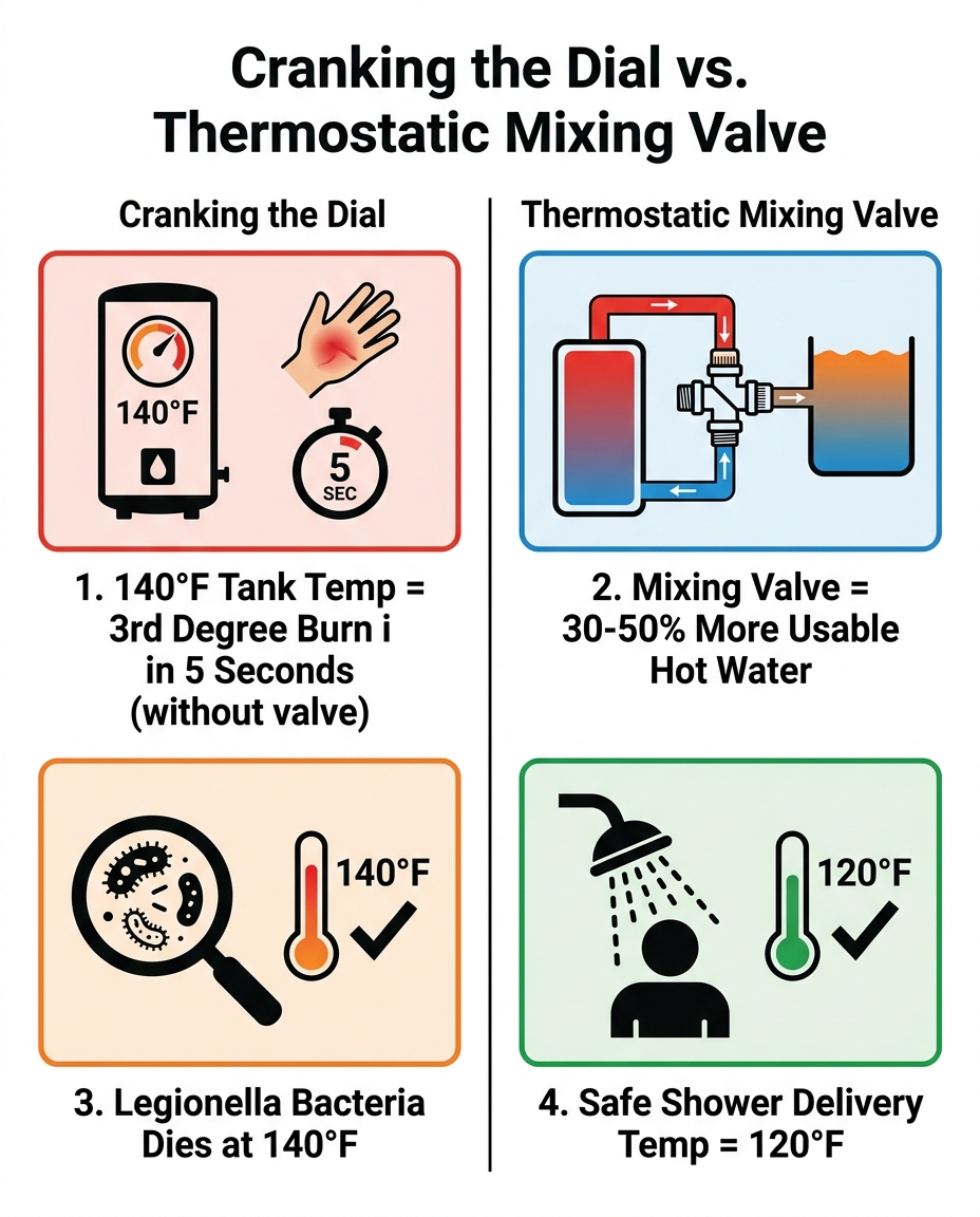 Cranking the Dial vs. Thermostatic Mixing Valve