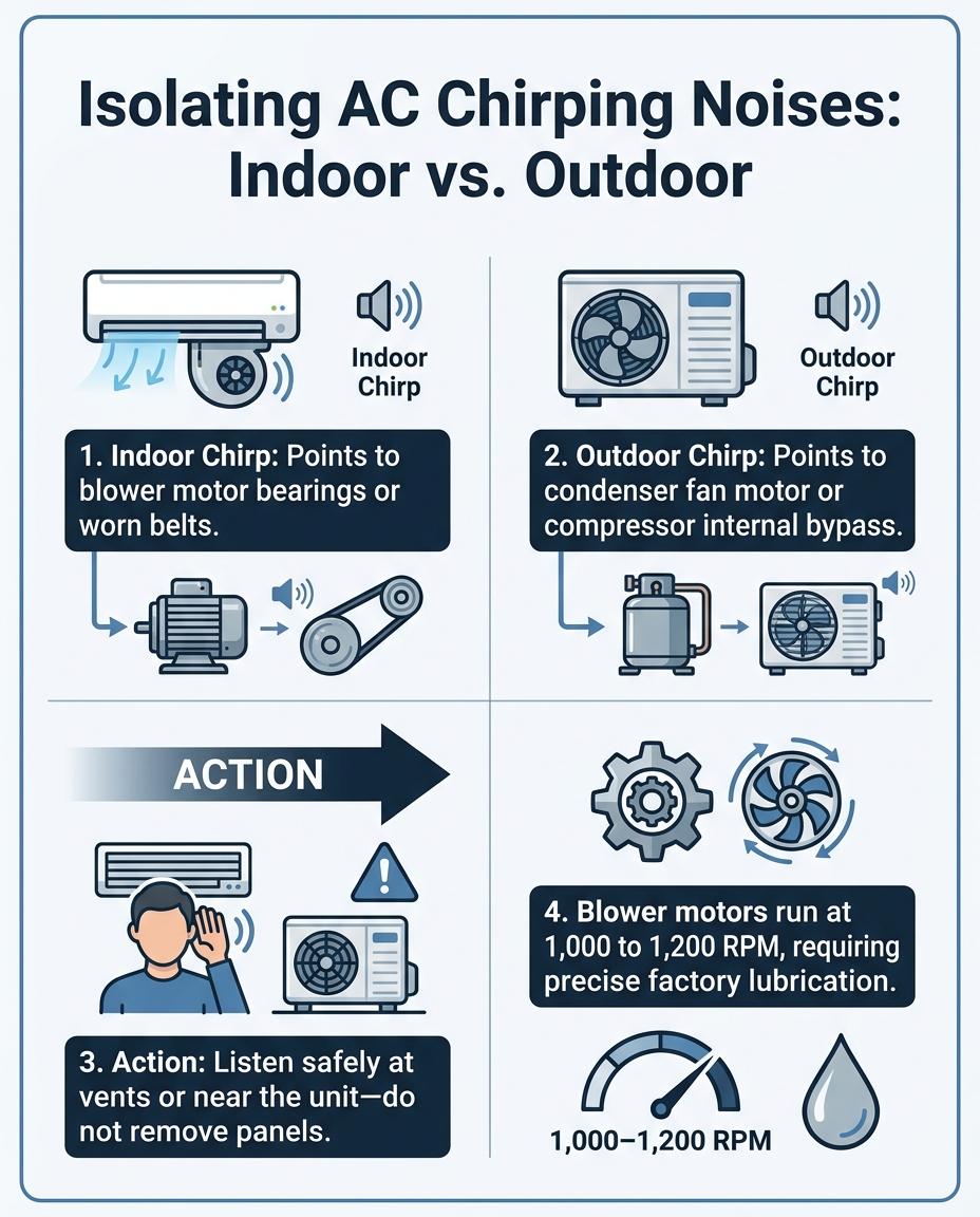 Isolating AC Chirping Noises: Indoor vs. Outdoor