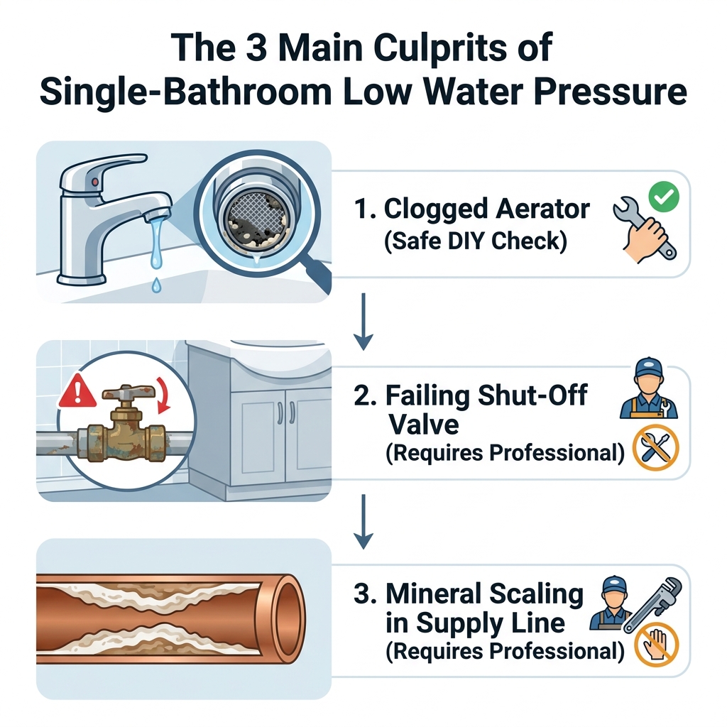 The 3 Main Culprits of Single-Bathroom Low Water Pressure