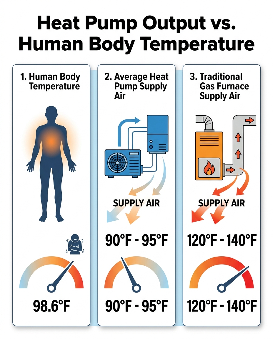 Heat Pump Output vs. Human Body Temperature