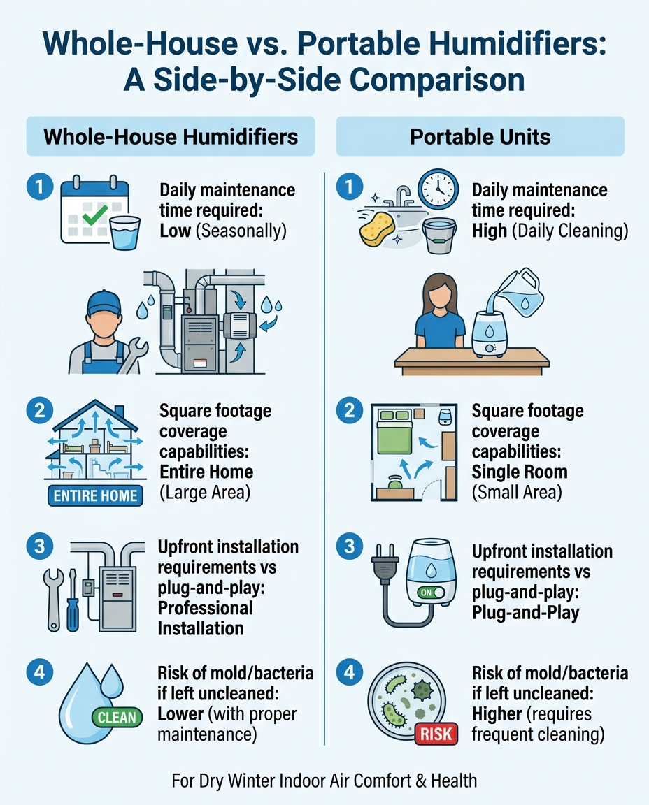 Whole-House vs. Portable Humidifiers: A Side-by-Side Comparison